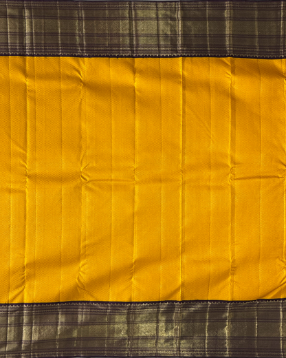 Mustard and Purple Kanchipuram Silk Saree with Rich Zari Accents