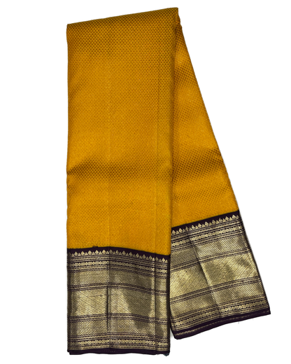 Mustard and Purple Kanchipuram Silk Saree with Rich Zari Accents