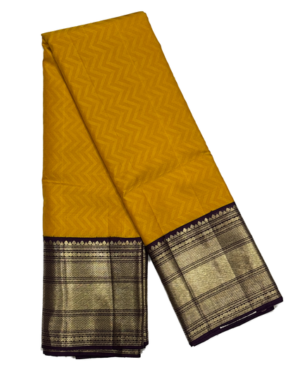 Kanchipuram Silk Saree in Purple and Mustard with Rich Zari Accents